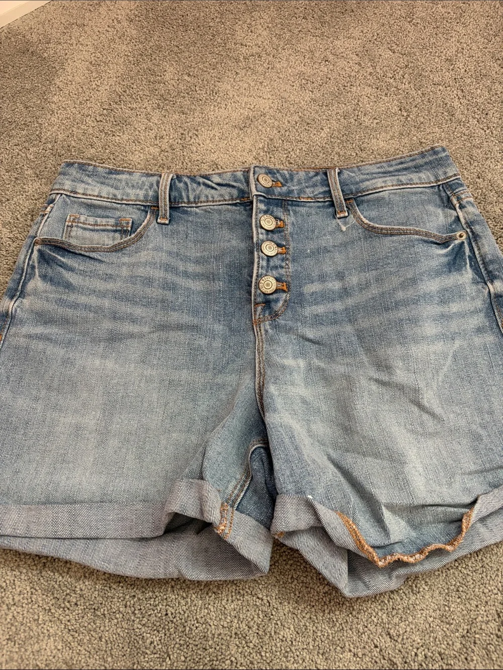 Old Navy Light Blue Button-Front Denim Shorts